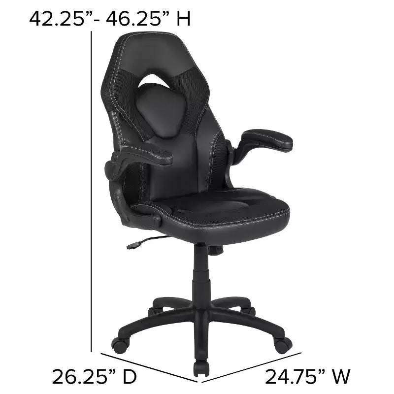 Ensemble bureau gamer et chaise de course Flash Furniture avec porte-gobelet, support de casque et 2 trous de gestion des câbles