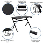 Ensemble bureau gamer et chaise de course Flash Furniture avec porte-gobelet, support de casque et 2 trous de gestion des câbles
