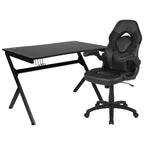 Ensemble bureau gamer et chaise de course Flash Furniture avec porte-gobelet, support de casque et 2 trous de gestion des câbles