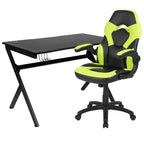 Ensemble bureau gamer et chaise de course Flash Furniture avec porte-gobelet, support de casque et 2 trous de gestion des câbles