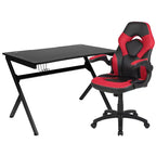 Ensemble bureau gamer et chaise de course Flash Furniture avec porte-gobelet, support de casque et 2 trous de gestion des câbles