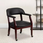 Fauteuil de conférence Emma et Oliver avec clous décoratifs et roulettes