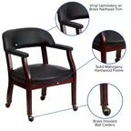 Fauteuil de conférence Emma et Oliver avec clous décoratifs et roulettes