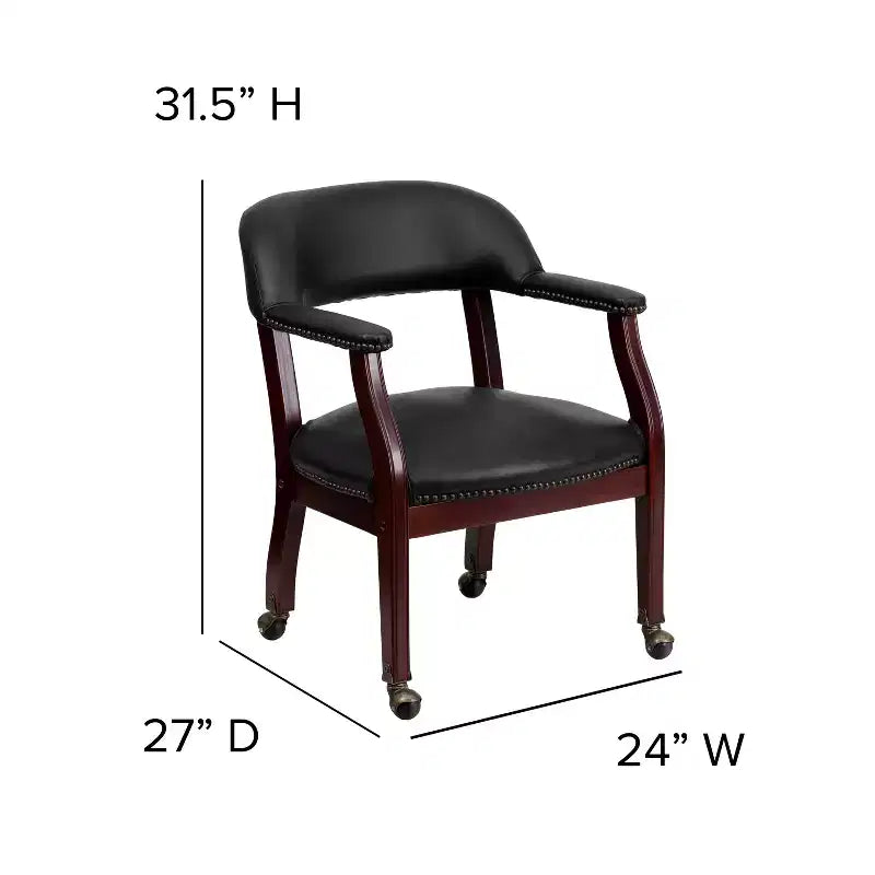 Fauteuil de conférence Emma et Oliver avec clous décoratifs et roulettes