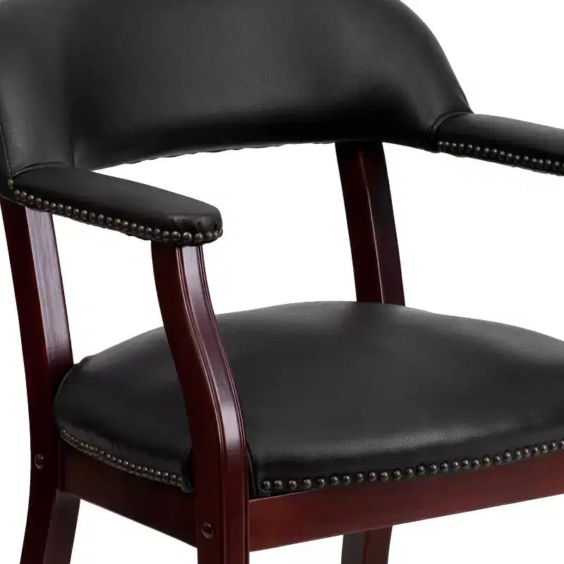 Fauteuil de conférence Emma et Oliver avec clous décoratifs et roulettes