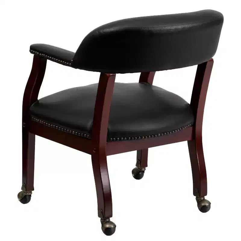 Fauteuil de conférence Emma et Oliver avec clous décoratifs et roulettes