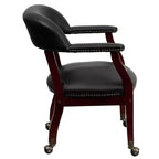Fauteuil de conférence Emma et Oliver avec clous décoratifs et roulettes