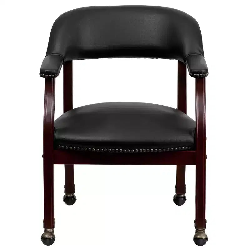 Fauteuil de conférence Emma et Oliver avec clous décoratifs et roulettes