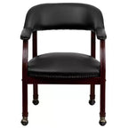 Fauteuil de conférence Emma et Oliver avec clous décoratifs et roulettes