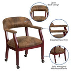 Fauteuil de conférence Emma et Oliver avec clous décoratifs et roulettes