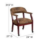 Fauteuil de conférence Emma et Oliver avec clous décoratifs et roulettes
