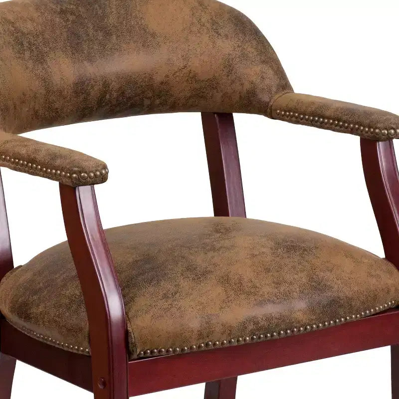 Fauteuil de conférence Emma et Oliver avec clous décoratifs et roulettes