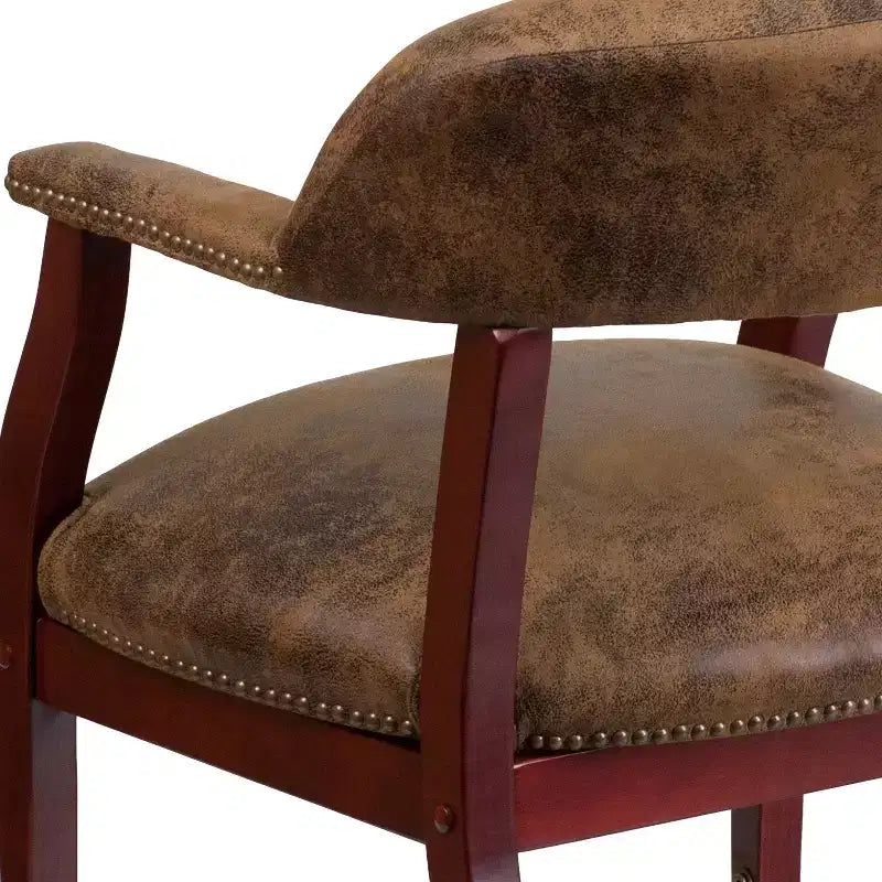 Fauteuil de conférence Emma et Oliver avec clous décoratifs et roulettes