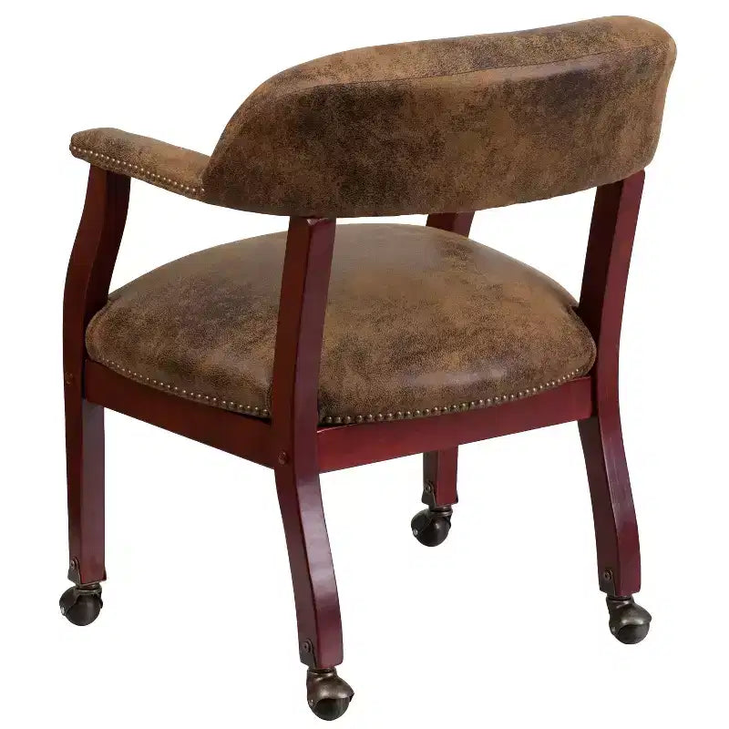 Fauteuil de conférence Emma et Oliver avec clous décoratifs et roulettes