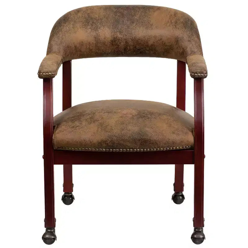 Fauteuil de conférence Emma et Oliver avec clous décoratifs et roulettes
