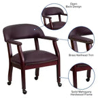 Fauteuil de conférence Emma et Oliver avec clous décoratifs et roulettes