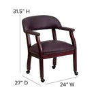 Fauteuil de conférence Emma et Oliver avec clous décoratifs et roulettes