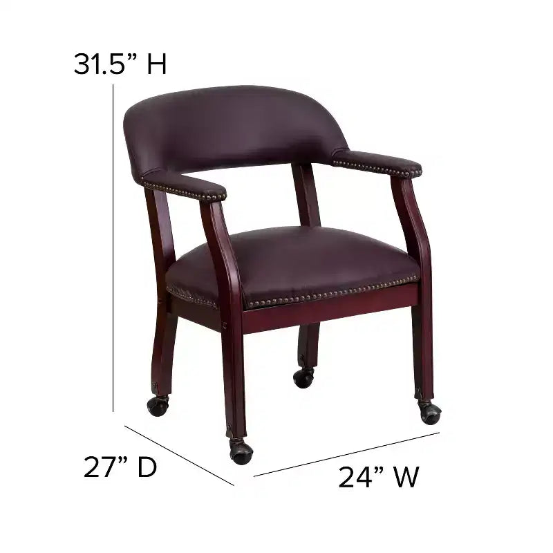 Fauteuil de conférence Emma et Oliver avec clous décoratifs et roulettes