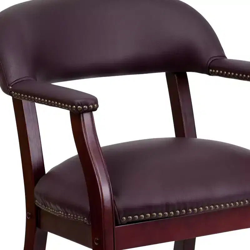 Fauteuil de conférence Emma et Oliver avec clous décoratifs et roulettes