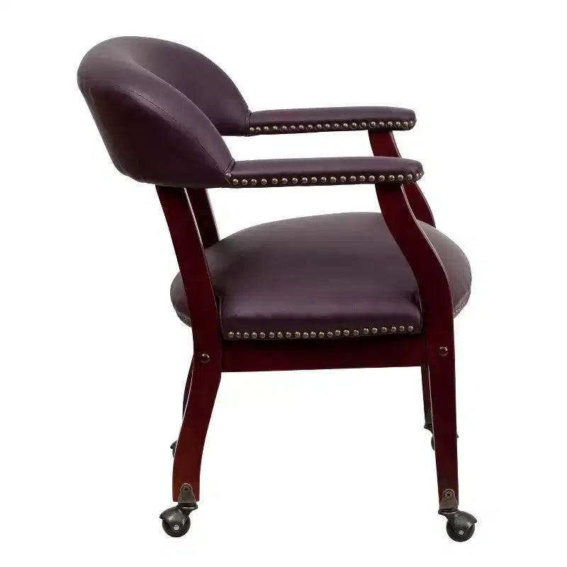 Fauteuil de conférence Emma et Oliver avec clous décoratifs et roulettes