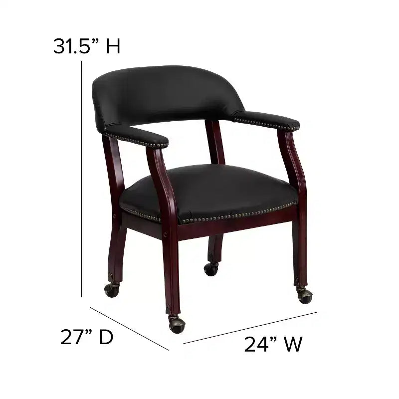 Fauteuil de conférence Emma et Oliver avec clous décoratifs et roulettes