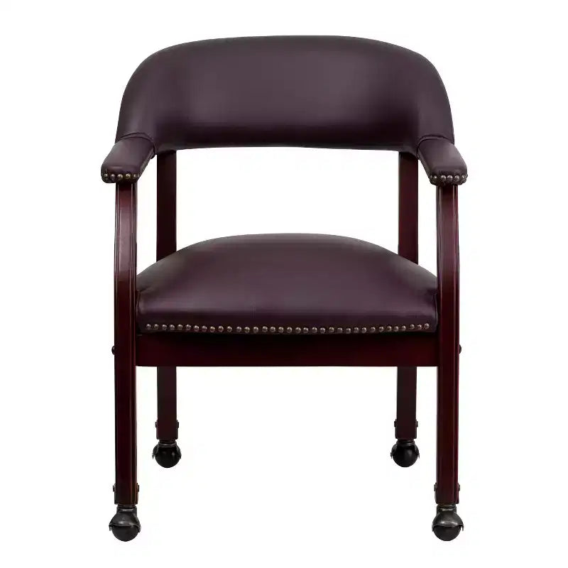 Fauteuil de conférence Emma et Oliver avec clous décoratifs et roulettes