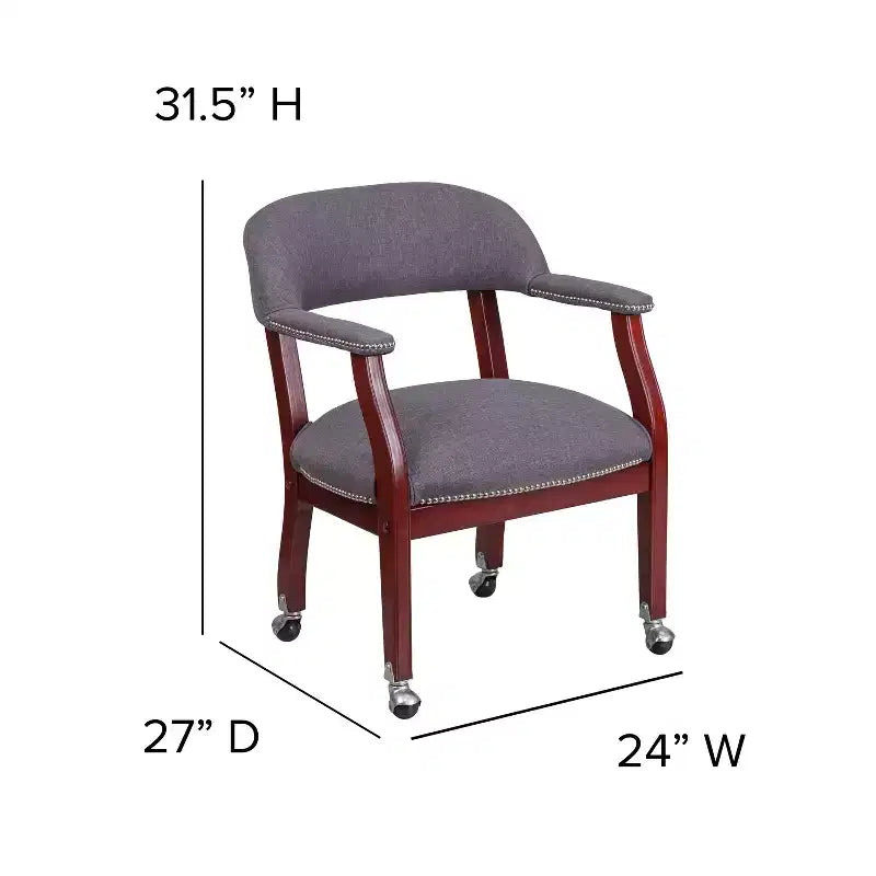 Fauteuil de conférence Emma et Oliver avec clous décoratifs et roulettes