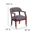 Fauteuil de conférence Emma et Oliver avec clous décoratifs et roulettes
