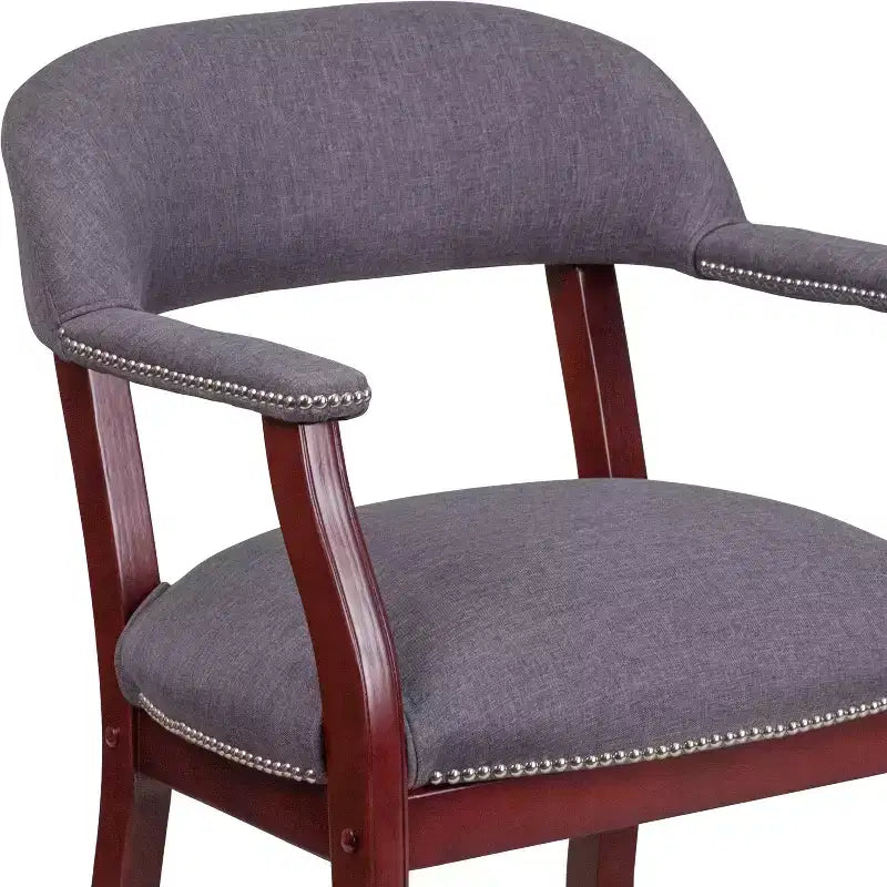 Fauteuil de conférence Emma et Oliver avec clous décoratifs et roulettes