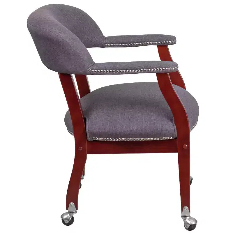 Fauteuil de conférence Emma et Oliver avec clous décoratifs et roulettes