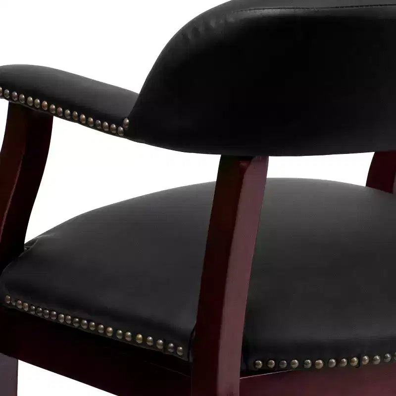 Fauteuil de conférence Emma et Oliver avec clous décoratifs et roulettes