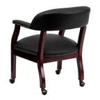 Fauteuil de conférence Emma et Oliver avec clous décoratifs et roulettes