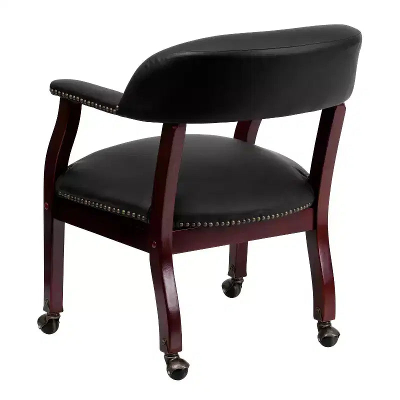 Fauteuil de conférence Emma et Oliver avec clous décoratifs et roulettes
