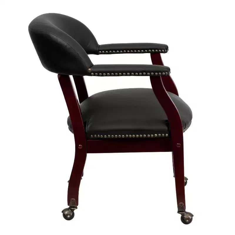 Fauteuil de conférence Emma et Oliver avec clous décoratifs et roulettes