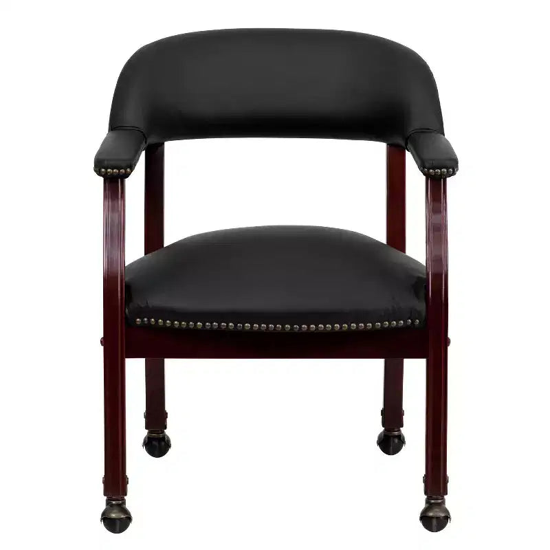 Fauteuil de conférence Emma et Oliver avec clous décoratifs et roulettes