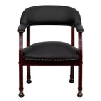 Fauteuil de conférence Emma et Oliver avec clous décoratifs et roulettes