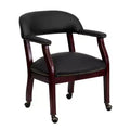 Fauteuil de conférence Emma et Oliver avec clous décoratifs et roulettes
