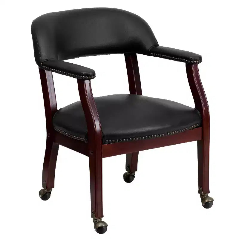Fauteuil de conférence Emma et Oliver avec clous décoratifs et roulettes