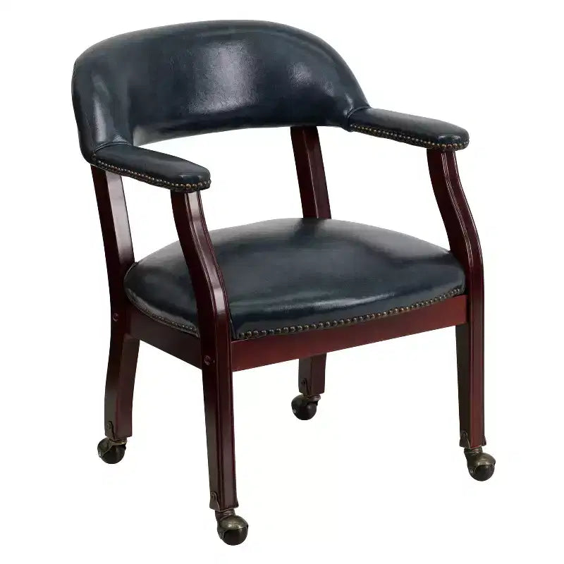 Fauteuil de conférence Emma et Oliver avec clous décoratifs et roulettes