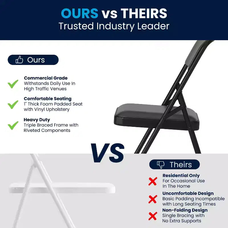 Chaise Pliante Rembourrée en Métal Emma et Oliver, Lot de 2, Portable pour la Maison, le Bureau et les Événements/Fêtes