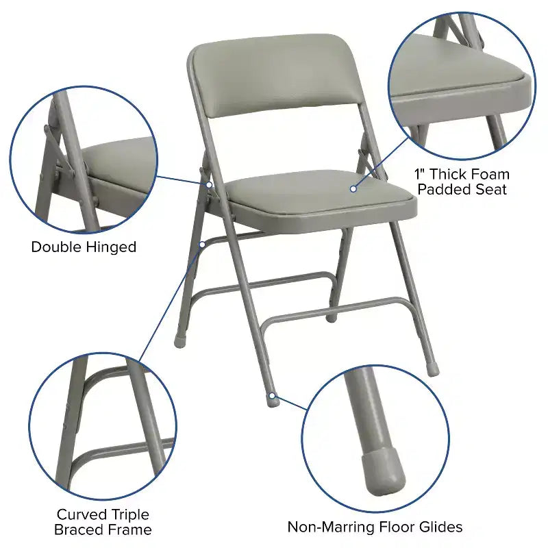 Chaise Pliante Rembourrée en Métal Emma et Oliver, Lot de 2, Portable pour la Maison, le Bureau et les Événements/Fêtes