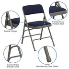 Chaise Pliante Rembourrée en Métal Emma et Oliver, Lot de 2, Portable pour la Maison, le Bureau et les Événements/Fêtes