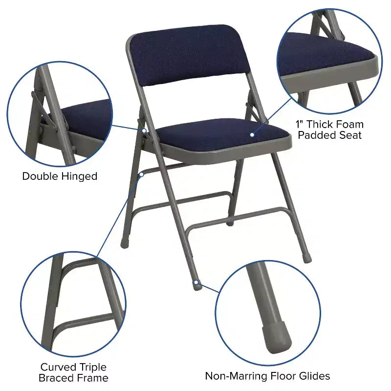 Chaise Pliante Rembourrée en Métal Emma et Oliver, Lot de 2, Portable pour la Maison, le Bureau et les Événements/Fêtes