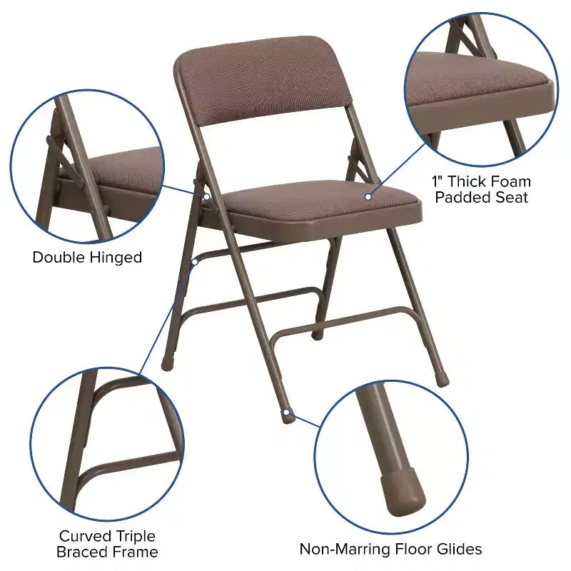Chaise Pliante Rembourrée en Métal Emma et Oliver, Lot de 2, Portable pour la Maison, le Bureau et les Événements/Fêtes