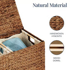 Best Choice Products Grand panier à linge double en jacinthe d'eau naturelle avec 2 sacs de doublure, poignées