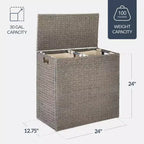 Best Choice Products Grand panier à linge double en jacinthe d'eau naturelle avec 2 sacs de doublure, poignées