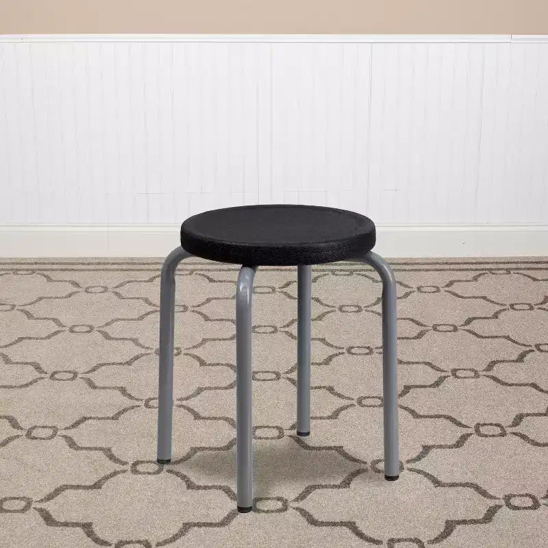 Tabouret empilable Flash Furniture (lot de 10) avec cadre en acier thermolaqué argenté