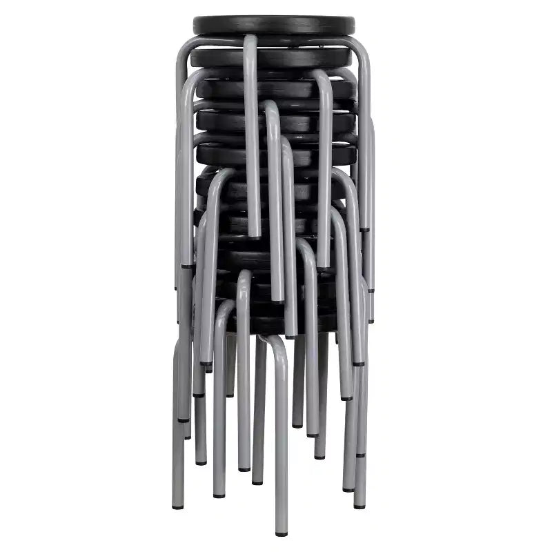 Tabouret empilable Flash Furniture (lot de 10) avec cadre en acier thermolaqué argenté