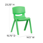 Flash Furniture Lot de 6 Chaises d'école empilables en plastique avec Hauteur d'assise de 33,6 cm