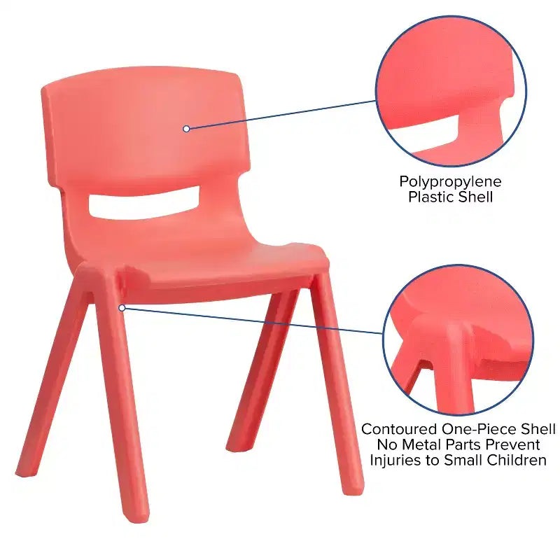 Flash Furniture Lot de 6 Chaises d'école empilables en plastique avec Hauteur d'assise de 33,6 cm